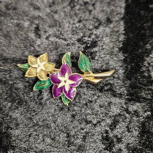 Vintage Gold toned Purple/Gold Lilly Pin